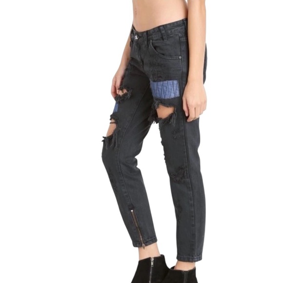 One by One Teaspoon Trash Freebirds Fox Women’s Black Low Rise Slim Jeans Sz 29 - Picture 5 of 12